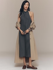 Anthropologie Maeve Cowled Halter Open-Back Black Midi Dress - Image 1 of 4