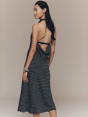 Anthropologie Maeve Cowled Halter Open-Back Black Midi Dress - Image 3 of 4