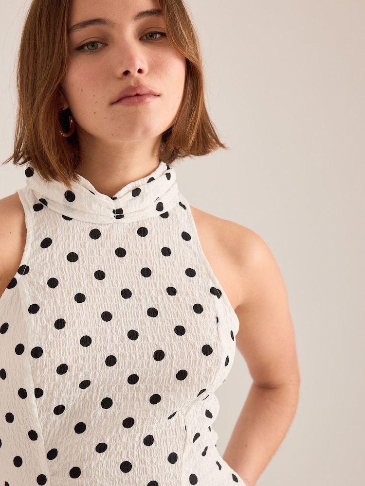 Anthropologie Maeve High-Neck Peplum Sleeveless White Top - Image 4 of 4