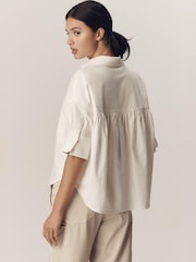 Anthropologie Maeve Mabel Boxy Oxford White Shirt - Image 2 of 4