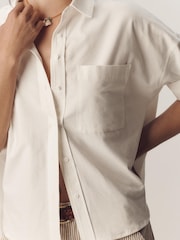 Anthropologie Maeve Mabel Boxy Oxford White Shirt - Image 4 of 4