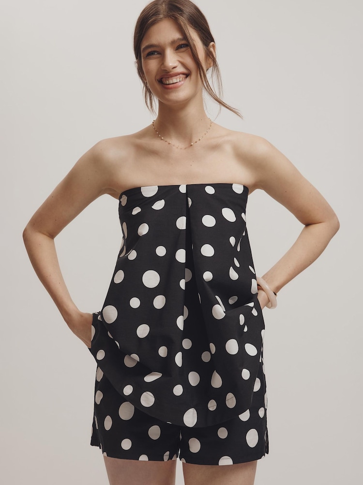 Anthropologie Maeve Cotton Swing Black Bandeau Top - Image 1 of 4