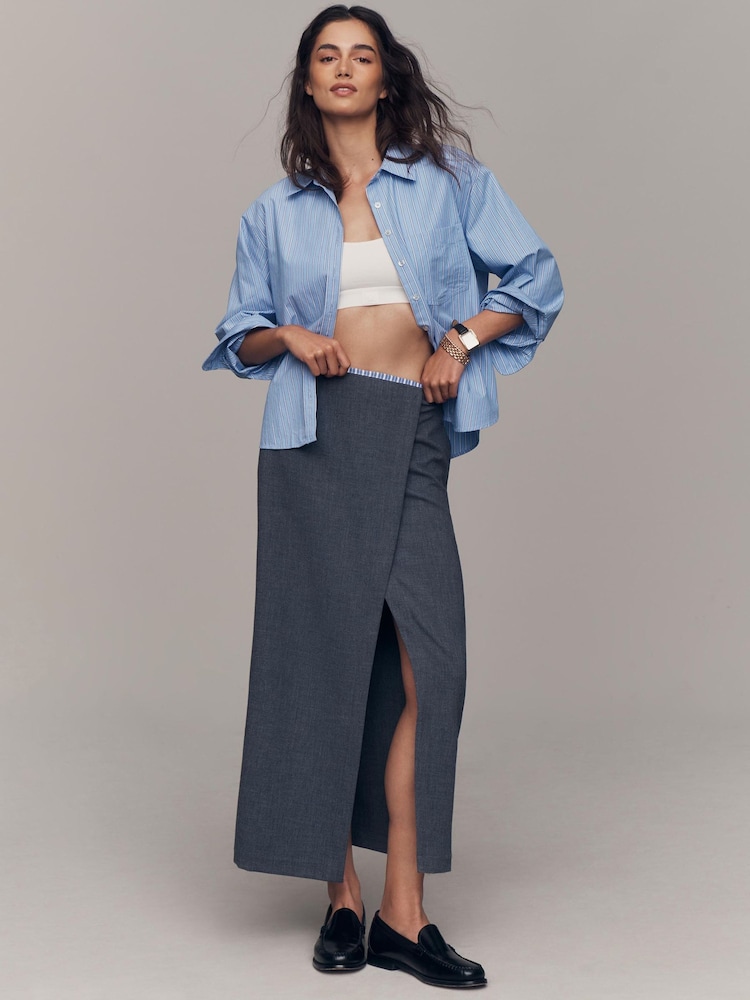 Anthropologie Maeve Wrap Pencil Grey Midi Skirt - Image 1 of 4