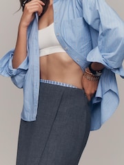 Anthropologie Maeve Wrap Pencil Grey Midi Skirt - Image 3 of 4