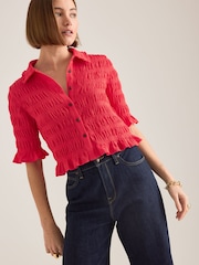 Κόκκινο - Anthropologie Maeve Ruffle Button-Front Top - Εικόνα 1 από 4