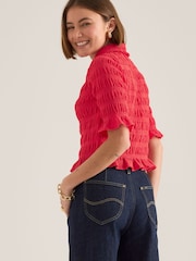 Κόκκινο - Anthropologie Maeve Ruffle Button-Front Top - Εικόνα 3 από 4