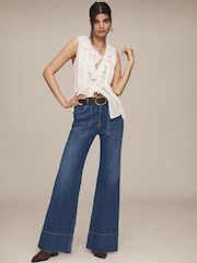 Ανθρωπολογία Pilcro The Rylan Χαλαρό Ψηλόμεσο Μπλε Τζιν με Φαρδιά Ριγέ Στυλ - Εικόνα 1 από 5