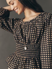 Anthropologie Long-Sleeve Waisted Natural Top - Image 4 of 4