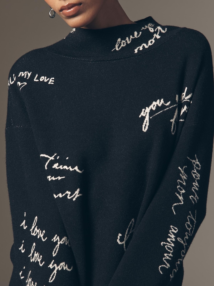 Μαύρο - Πουλόβερ με ψεύτικο λαιμόκοψη από την Anthropologie Maeve Carys - Εικόνα 3 από 3