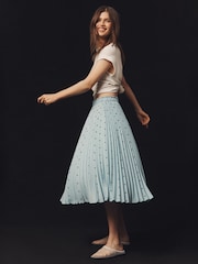 Anthropologie Maeve The Valerie Pleated Blue Midi Skirt - Image 2 of 5
