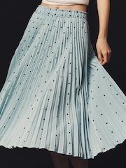 Anthropologie Maeve The Valerie Pleated Blue Midi Skirt - Image 5 of 5