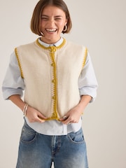 Anthropologie Maeve Blanket Stitch Knitted Nude Vest - Image 1 of 6