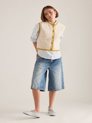 Anthropologie Maeve Blanket Stitch Knitted Nude Vest - Image 5 of 6