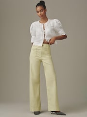 Πράσινο - Anthropologie Maeve The Colette Wide-Leg Trousers - Εικόνα 3 του 4