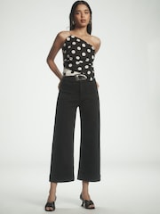 Anthropologie Maeve The Colette Denim Cropped Wide-Leg Black Jeans - Image 3 of 4