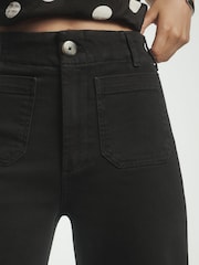 Anthropologie Maeve The Colette Denim Cropped Wide-Leg Black Jeans - Image 4 of 4