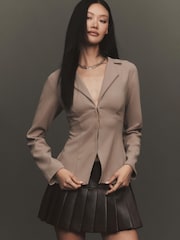 Anthropologie Tailored Long-Sleeve Brown Blazer Top - Image 1 of 4