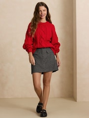 Red Cable Knit Long Sleeve Crew Neck Jumper - Image 2 of 7