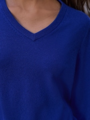 Cobalt Blue N. Premium Merino Wool V-Neck Jumper - Image 5 of 8
