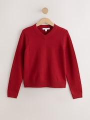 Red Supersoft V-Neck Long Sleeve Jumper - Image 1 of 3