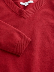 Rojo - Suéter de manga larga con cuello de pico supersuave - Imagen 5 de 6