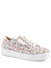 Pavers Cream Knitted Zip & Lace Fasten Trainers - Image 1 of 5