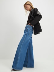 River Island Blue High Rise Soft Wide Leg Jeans - Image 1 of 4
