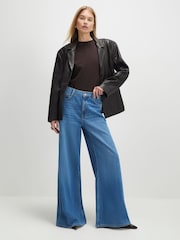 River Island Blue High Rise Soft Wide Leg Jeans - Image 2 of 4