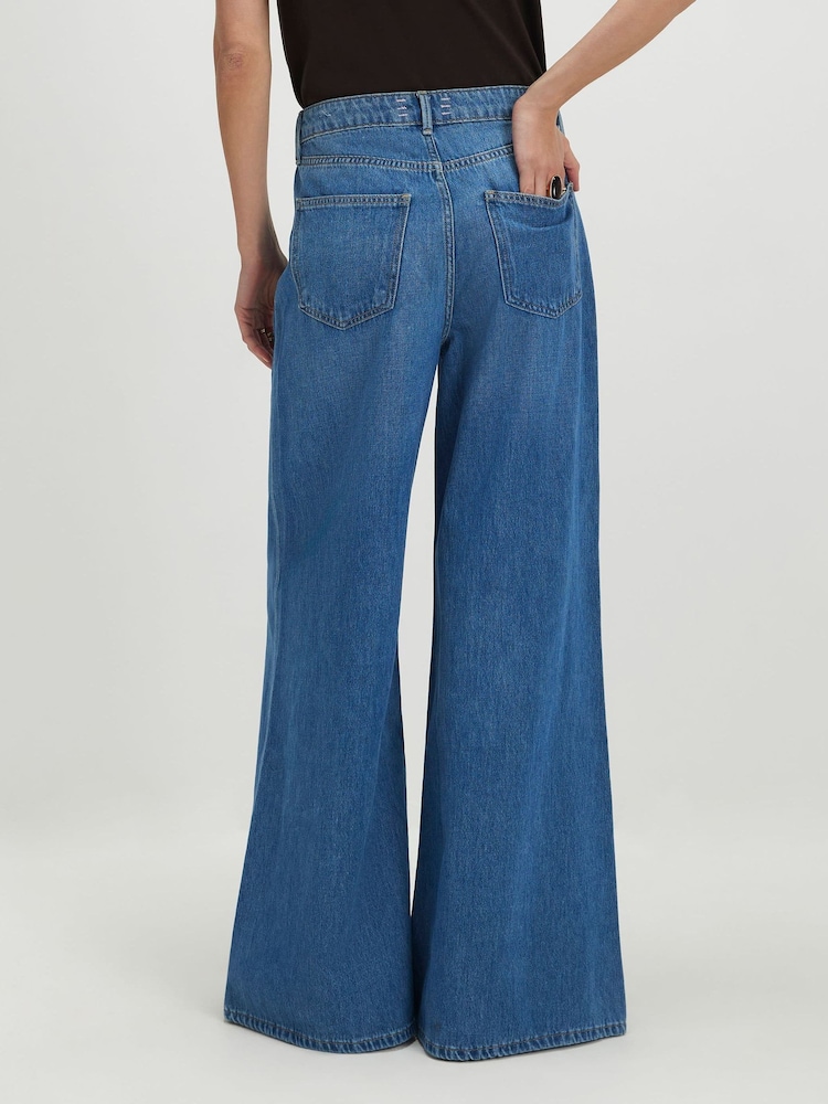 River Island Blue High Rise Soft Wide Leg Jeans - Image 4 of 4