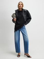 River Island Black Short Sleeve Asymmetric Satin Lace Hem T-Shirt - Image 4 of 4