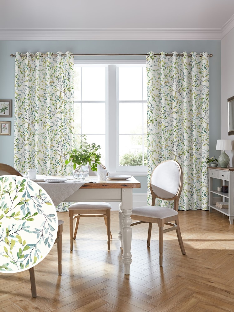 Laura Ashley Fresh Green Brayton Leaves Made to Measure Curtains - Image 1 of 9