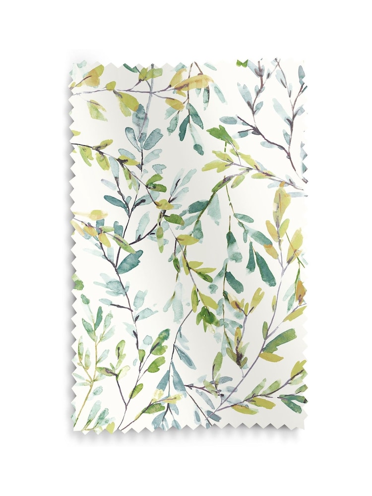 Laura Ashley Fresh Green Brayton Leaves Made to Measure Curtains - Image 9 of 9