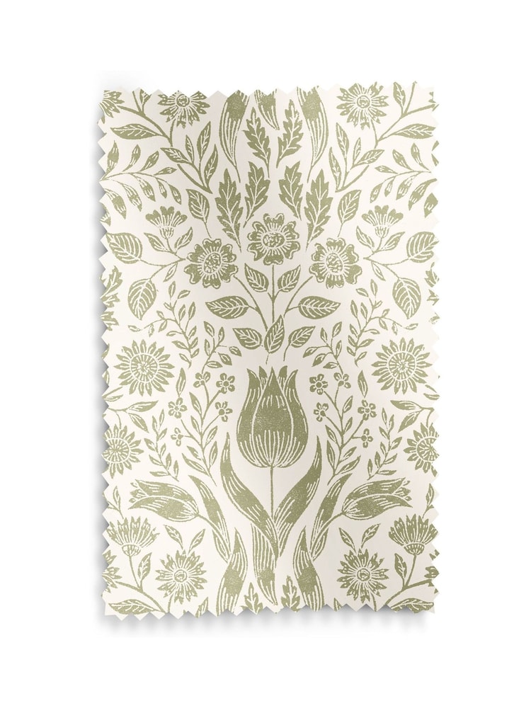 Laura Ashley Olive Ashstead Damask Made to Measure Curtains - Image 9 of 9