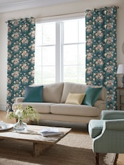 Laura Ashley Teal Sutcliffe Tulips Made to Measure Curtains - Image 2 of 9