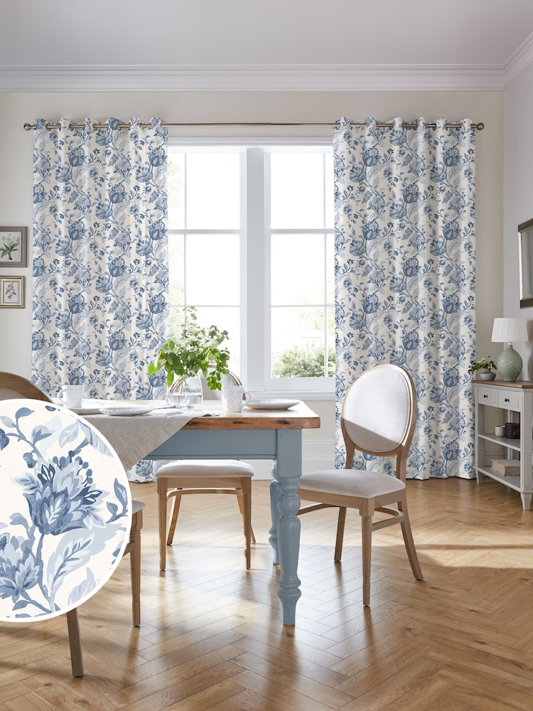 Laura Ashley Dark Seaspray Adwick Trail Made to Me Measure Curtains - Image 1 of 9