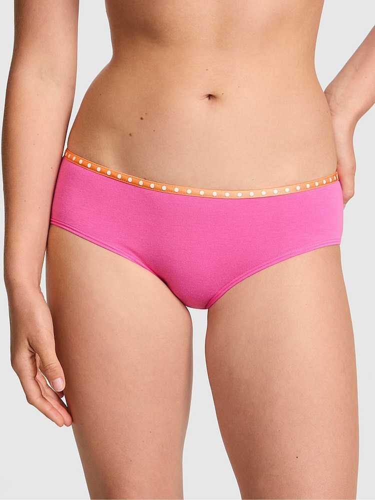 Victoria's Secret Pink Sizzling Strawberry Pink Hipster Cotton Mini Logo Knickers - Image 1 of 2 Victoria's Secret Pink Sizzling Strawberry Pink Hipster Cotton Mini Logo Knickers - Image 1 of 2