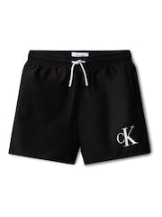 Calvin Klein Black Monogram Swim Shorts - Image 1 of 2