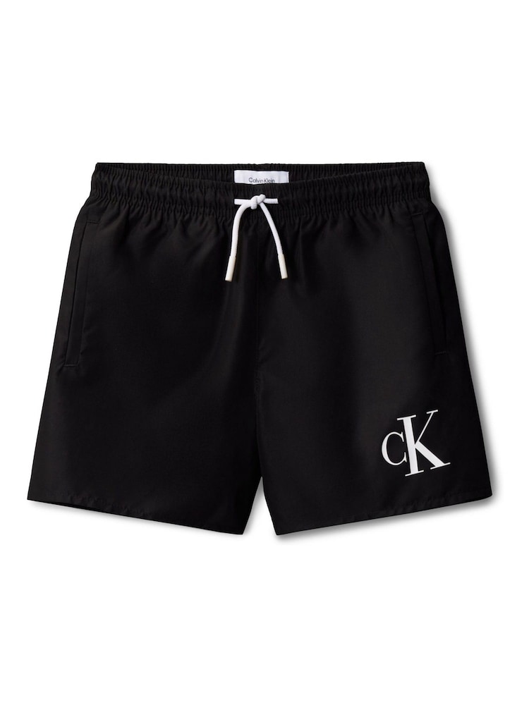 Calvin Klein Black Monogram Swim Shorts - Image 1 of 2