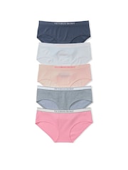 Victoria's Secret Blue/White/Pink/Grey Hipster 5 Pack Knickers - Image 1 of 3
