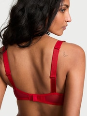 Victoria's Secret Lipstick Red Add 2 Cups Push Up Bombshell Lace Shine Strap Bra - Image 2 of 2