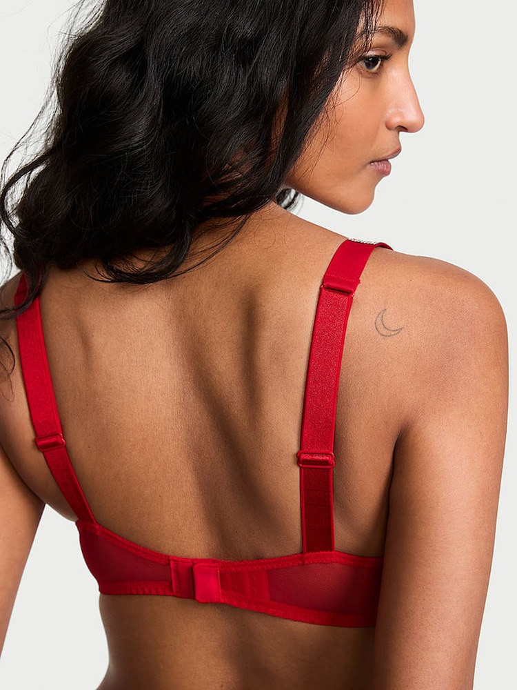 Victoria's Secret Lipstick Red Add 2 Cups Push Up Bombshell Lace Shine Strap Bra - Image 2 of 2 Victoria's Secret Lipstick Red Add 2 Cups Push Up Bombshell Lace Shine Strap Bra - Image 2 of 2