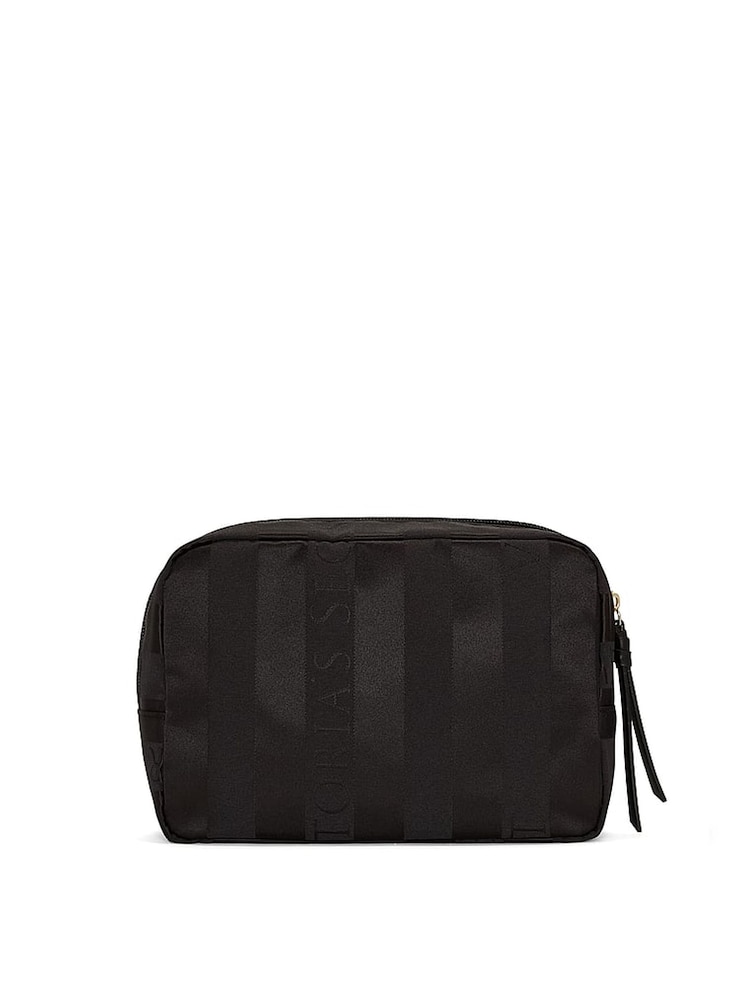Victoria's Secret Black Jacquard Stripe Makeup Bag - Image 2 of 3 Victoria's Secret Black Jacquard Stripe Makeup Bag - Image 2 of 3