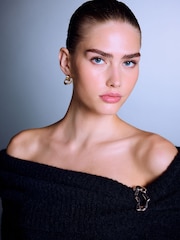 Black Bardot Brooch Off Shoulder Knitted Jumper - Image 4 of 7