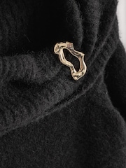 Black Bardot Brooch Off Shoulder Knitted Jumper - Image 6 of 7