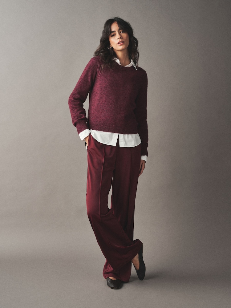Burgundy Red Crew Neck Long Sleeve Knitted Jumper - Image 2 of 7