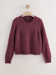 Burgundy Red Crew Neck Long Sleeve Knitted Jumper - Image 5 of 7