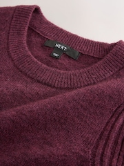 Burgundy Red Crew Neck Long Sleeve Knitted Jumper - Image 6 of 7