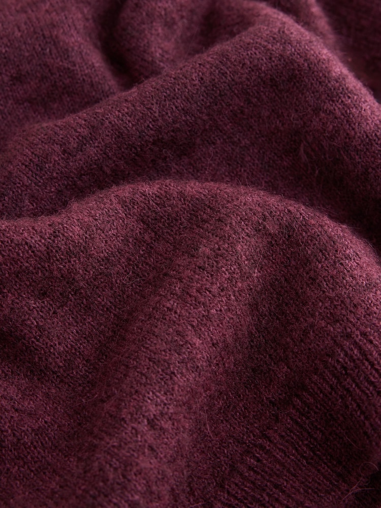 Burgundy Red Crew Neck Long Sleeve Knitted Jumper - Image 7 of 7