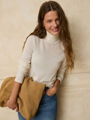 Ecru Long Sleeve Roll Neck Jumper - Image 4 of 7