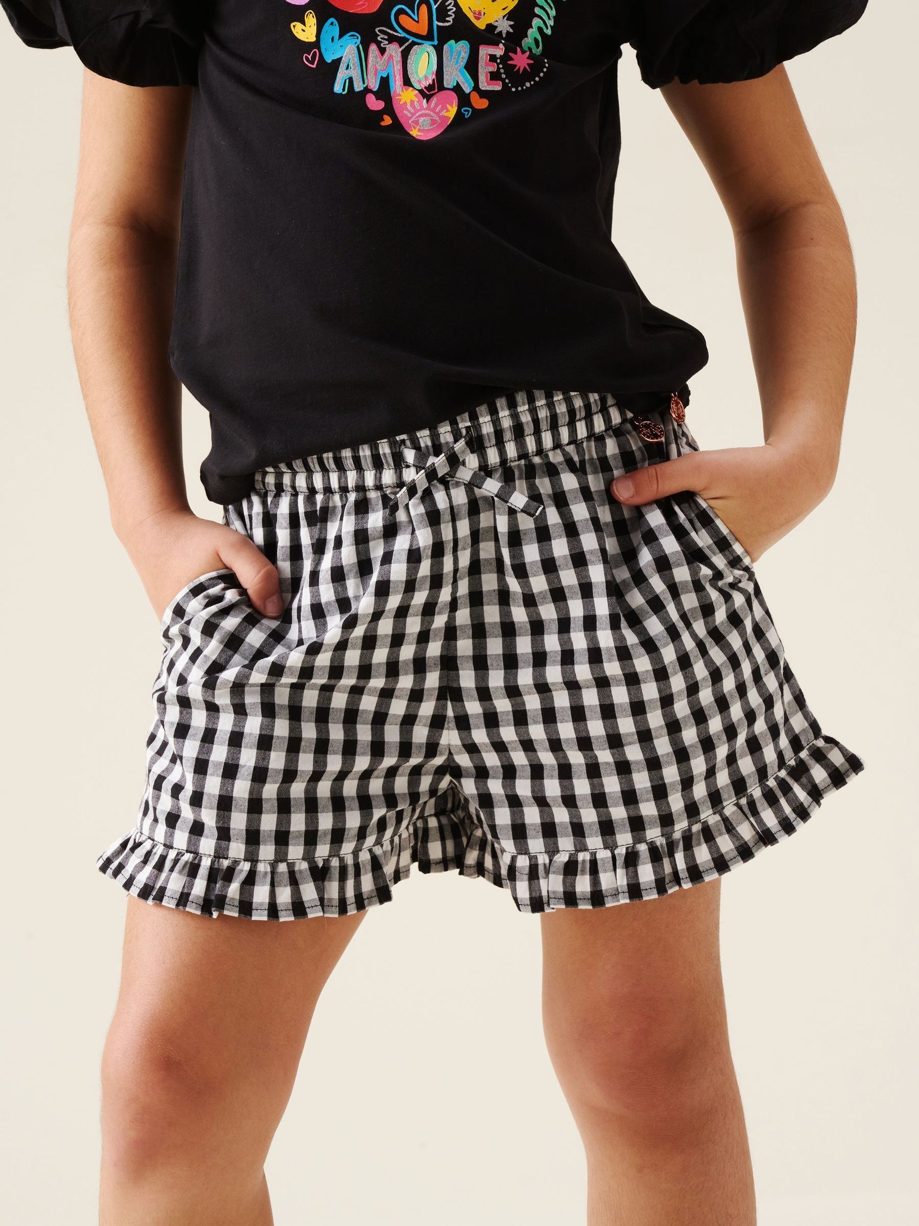 Buy Angel & Rocket Black Megan Gingham Frill Shorts from Next USA